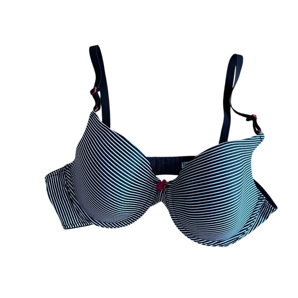 Maidenform Black & White Striped Underwire Push-Up Bra 38C  Adjustable Straps